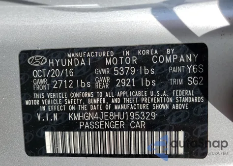 2017 Genesis G80 Base from USA, damaged, VIN KMHGN4JE8HU195329